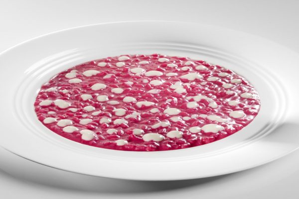 risotto alle rape rosse e salsa gorgonzola